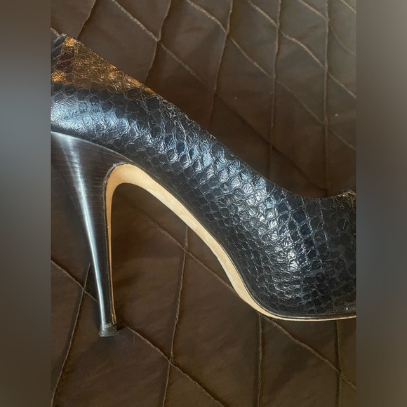 - GIUSEPPE ZANOTTI Black Snake Peep Toe Platform Pumps Size 37 high heels … - Picture 5 of 15